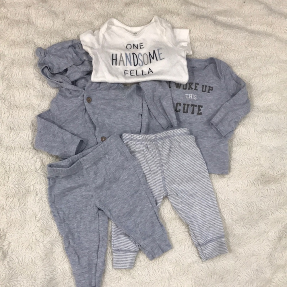 Carter’s 3 Month 5 Piece Matching Cloud Set Grey